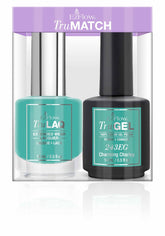 EzFlow TruMatch Charming Charley, a turquoise gel polish with matching extended wear lacquer.